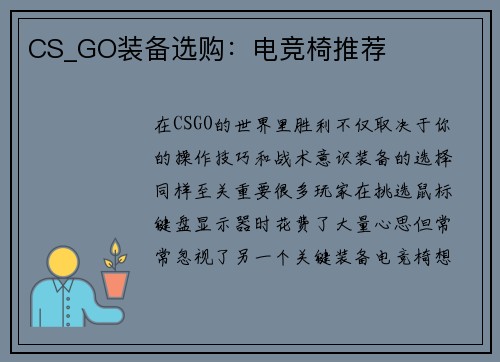 CS_GO装备选购：电竞椅推荐